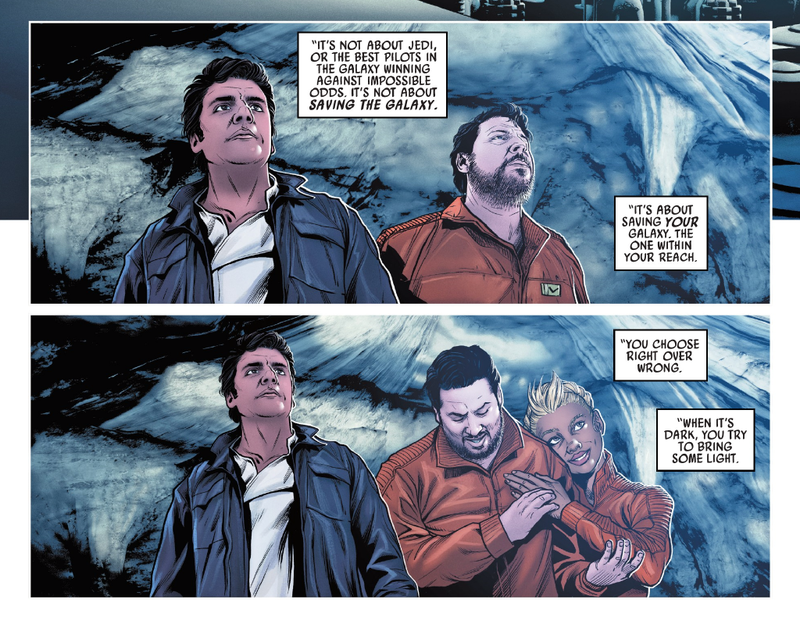 Poe reflects on the lesson taught to him by Leia, and Admiral Holdo.